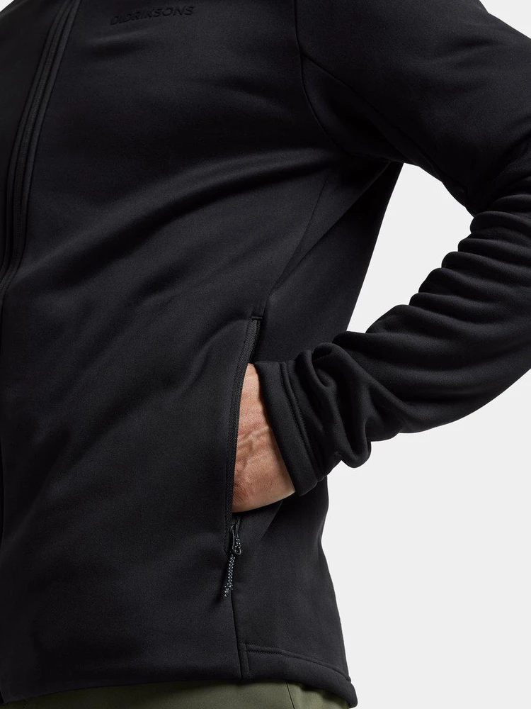 Didriksons vyriškas techninis flisinis džemperis su gobtuvu FIELD USX FULL-ZIP - Juodas (Išankstinis užsakymas)