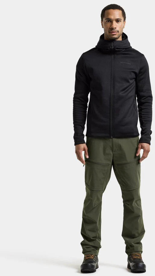 Didriksons vyriškas techninis flisinis džemperis su gobtuvu FIELD USX FULL-ZIP - Juodas (Išankstinis užsakymas)