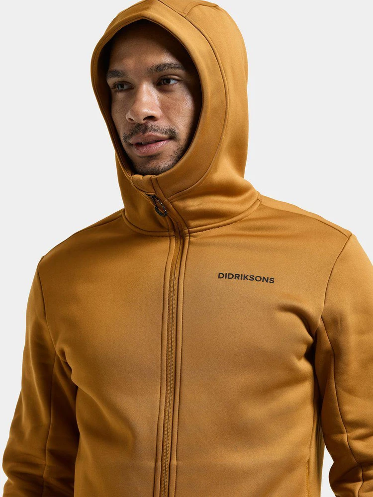 Didriksons vyriškas techninis flisinis džemperis su gobtuvu FIELD USX FULL-ZIP - Spice Brown (Išankstinis užsakymas)