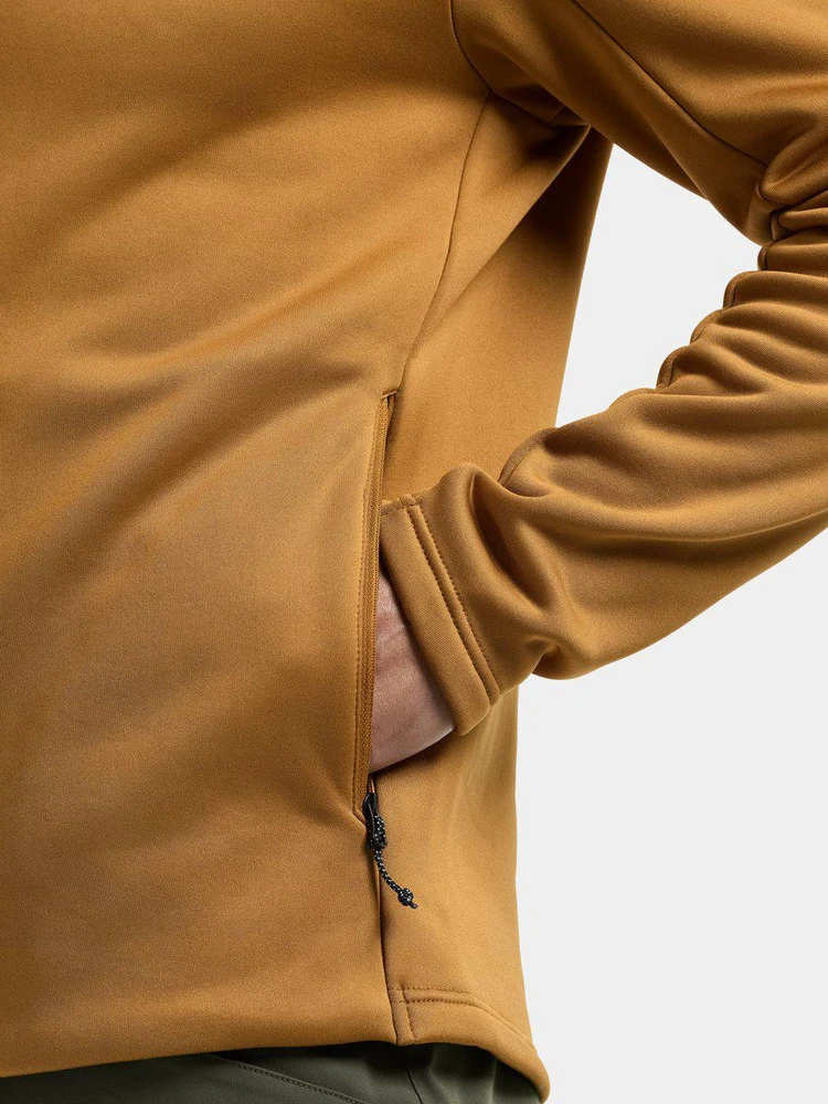 Didriksons vyriškas techninis flisinis džemperis su gobtuvu FIELD USX FULL-ZIP - Spice Brown (Išankstinis užsakymas)