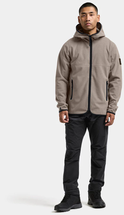 Didriksons vyriškas vėjo nepraleidžiantis flisinis džemperis su gobtuvu HELMIT USX FULL-ZIP - Ash Brown (Išankstinis užsakymas)