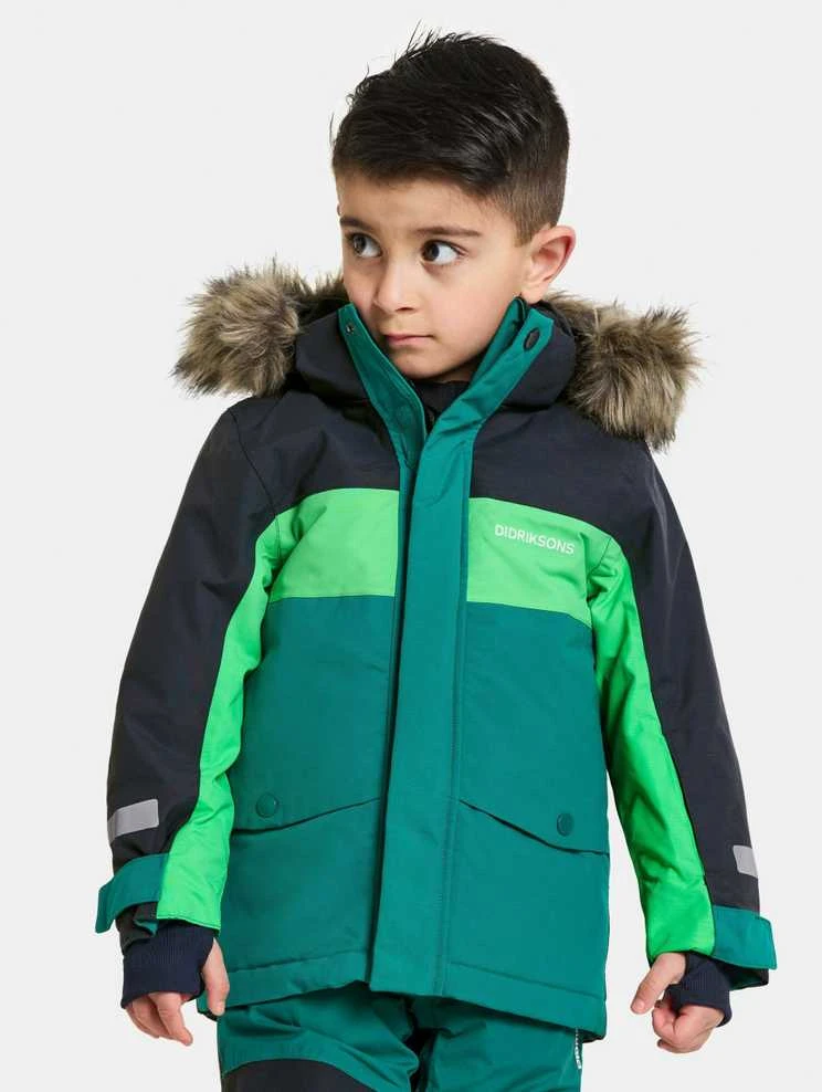 Didriksons žieminė striukė su augimo funkcija - BJÄRVEN KIDS PARKA 2 Petrol Žalias (yra vietoje)