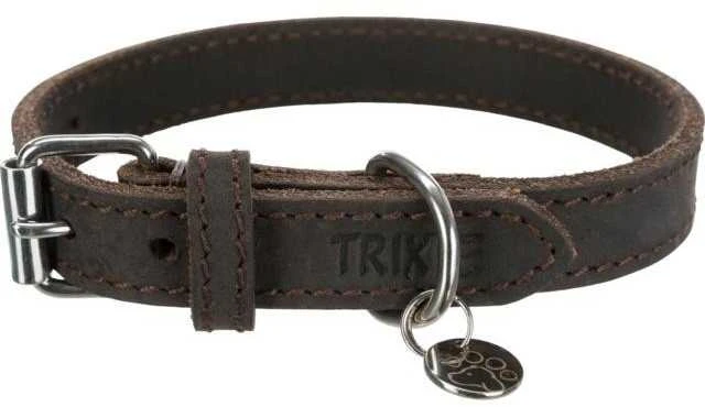 TRIXIE Rustic rieb. odos antkaklis, L 48-56cm/30mm, tams. rudas