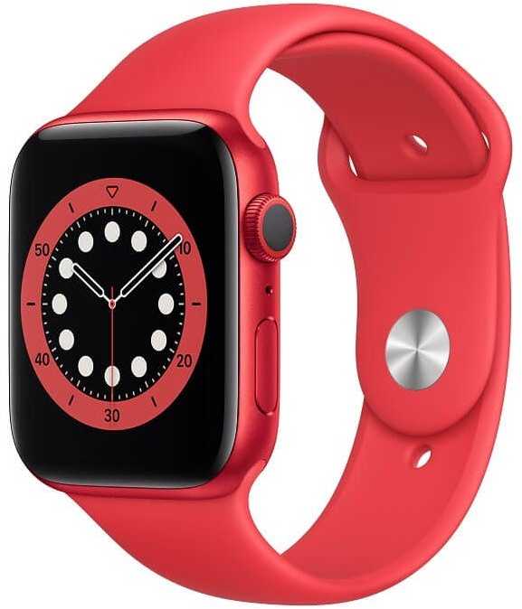 Išmanusis laikrodis Apple Watch Series 6, GPS, 44mm Raudonos spalvos aliuminio korpusas su raudonu sportiniu dirželiu
