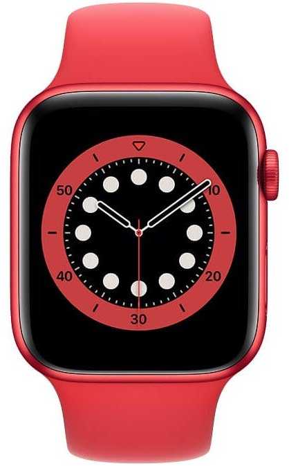 Išmanusis laikrodis Apple Watch Series 6, GPS, 44mm Raudonos spalvos aliuminio korpusas su raudonu sportiniu dirželiu