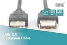 Assmann Electronic ASSMANN USB 2.0 extension cable 3.0m, A M/AF, juodas, AK-300202-030-S
