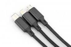 Assmann Electronic ASSMANN USB įkroviklio laidas USB A - Lightning+micro B+Type-C 1m 3in1 kabelis medvilnė CE bl