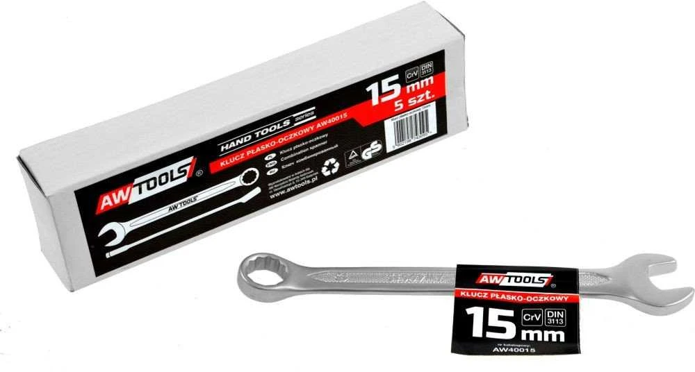 AW-Tools AWTOOLS veržliaraktis su atviru galu CrV DIN3113 Dydis: 15 (MM)