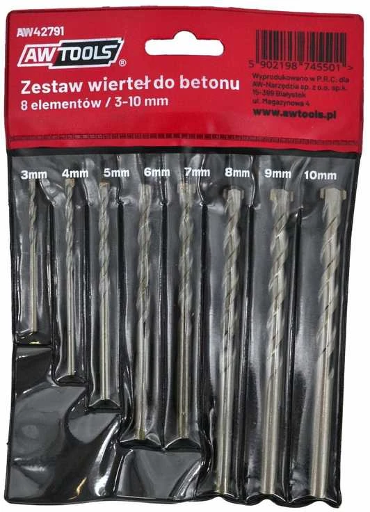 Grąžtas AW-Tools AWTOOLS WIERTŁA DO BETONU KOMPLET 8elem. /3-4-5-6-7-8-9-10mm/