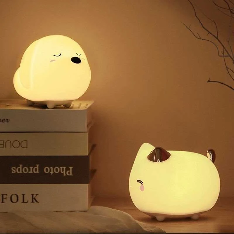 Baseus Cute serijos kačiuko silikoninė naktinė lemputė balta