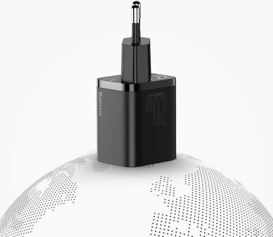 Baseus super Si Greitas įkroviklis 1C 20W su USB-C - Lightning kabeliu 1m - Juodas