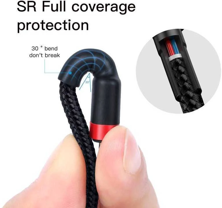 Kabelis Baseus USB2.0 C-USB C kištukas 1 m, su nailoniniu šarvu Cafule, raudonas/juodas