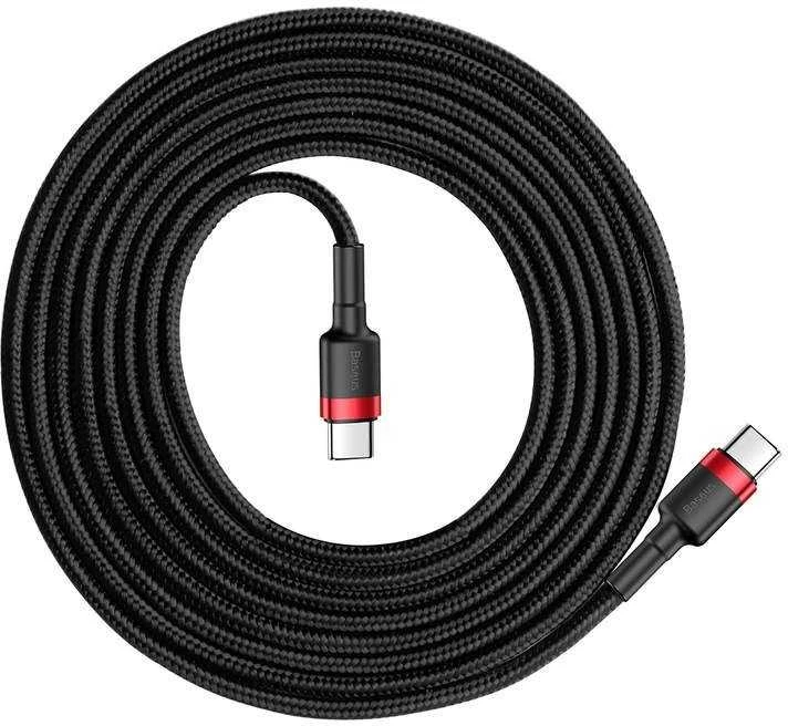 Kabelis Baseus USB2.0 C-USB C kištukas 1 m, su nailoniniu šarvu Cafule, raudonas/juodas