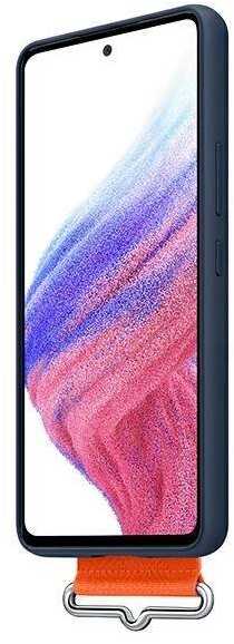 Dėklas „Samsung Galaxy A53 5G“ silikoninis dangtelis su „Navy“ dirželiu