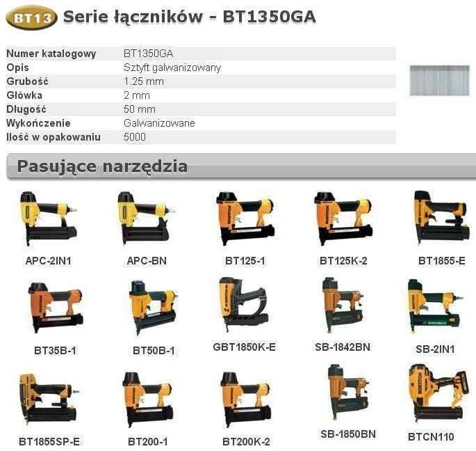 BOSTITCH SZTYFTY BT13 50mm 5000 vnt.