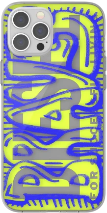 Dėklas Mėlyna DIESEL SNAP CASE CLEAR AOP FW20 IPHONE 12 PRO MAX Mėlynas/NEON LIME