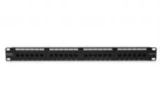 Assmann Electronic DIGITUS Patch Panel 19colių 24Port Cat6 neekranuotas juodas RAL 9005 kabelio montavimas apie LSA be LSA dangtelio