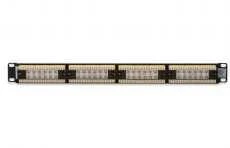Assmann Electronic DIGITUS Patch Panel 19colių 24Port Cat6 neekranuotas juodas RAL 9005 kabelio montavimas apie LSA be LSA dangtelio