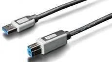 DIGITUS USB 3.0 connection cable, USB A - USB B, 1.0m, CU, AWG 28, 2x shielded, M/M, UL, juodas/pilka, DK-112300