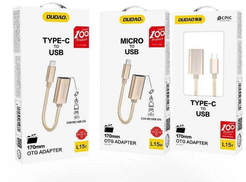 Dudao adapterio kabelis OTG USB 2.0 į USB Type C pilkas (L15T)
