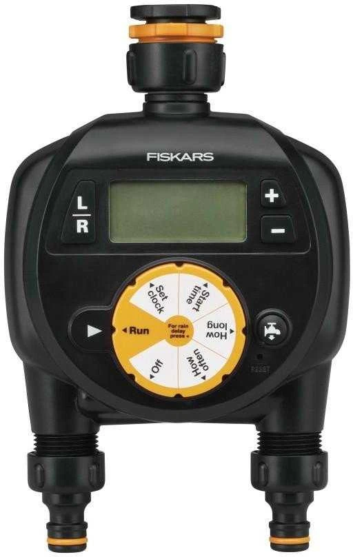 Fiskars laistymo laikmatis su dviem išėjimais