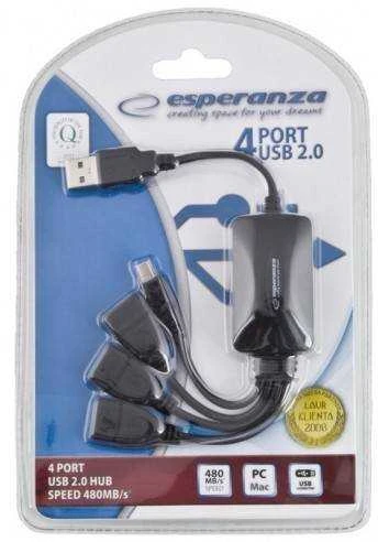 Šakotuvas USB 2.0 4 prievadų Esperanza EA-114