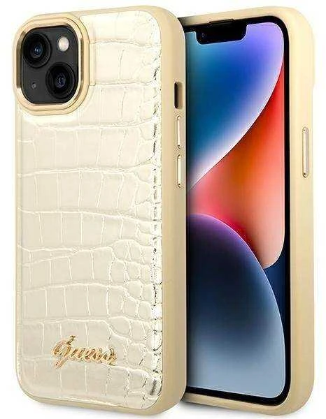 Dėklas GUESS GUHCP14MHGCRHD IPHONE 14 PLUS / 15 PLUS 6.7 "GOLD / GOLD HARDCASE CROCO COLLECTION