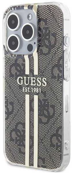 Dėklas GUESS GUHCP15XH4SGW IPHONE 15 PRO MAX 6.7 "BROWN/BROWN HARDCASE IML 4G GOLD STRIPE