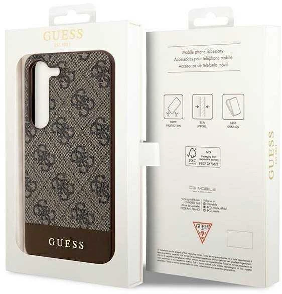 Samsung Galaxy S24 Plus Guess dėklas 4G Stripe Collection (GUHCS24MG4GLBR) rudos spalvos