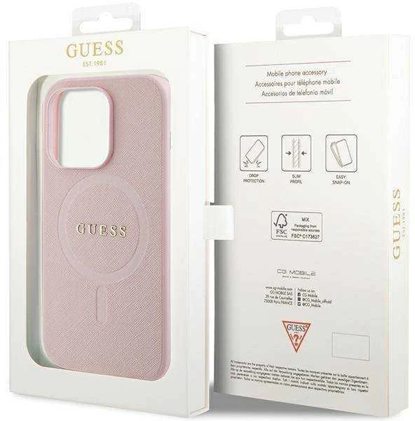 Dėklas GUESS GUHMP13LPSAHMCP IPHONE 13 PRO / 13 6.1 "Rožinis / Rožinis HARDCASE SAFFIANO MAGSAFE
