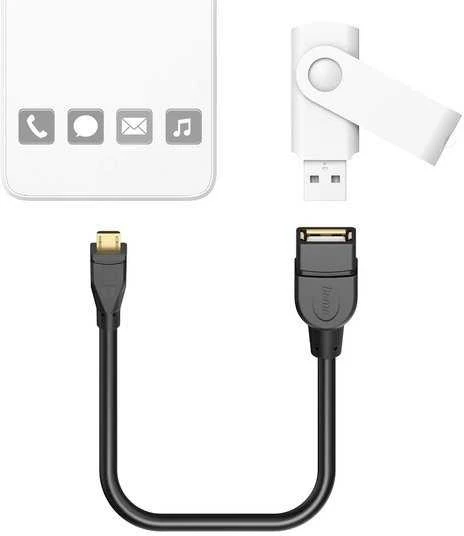 HAMA USB OTG CABLE GN A / B MICRO WT 15 CM Juodas
