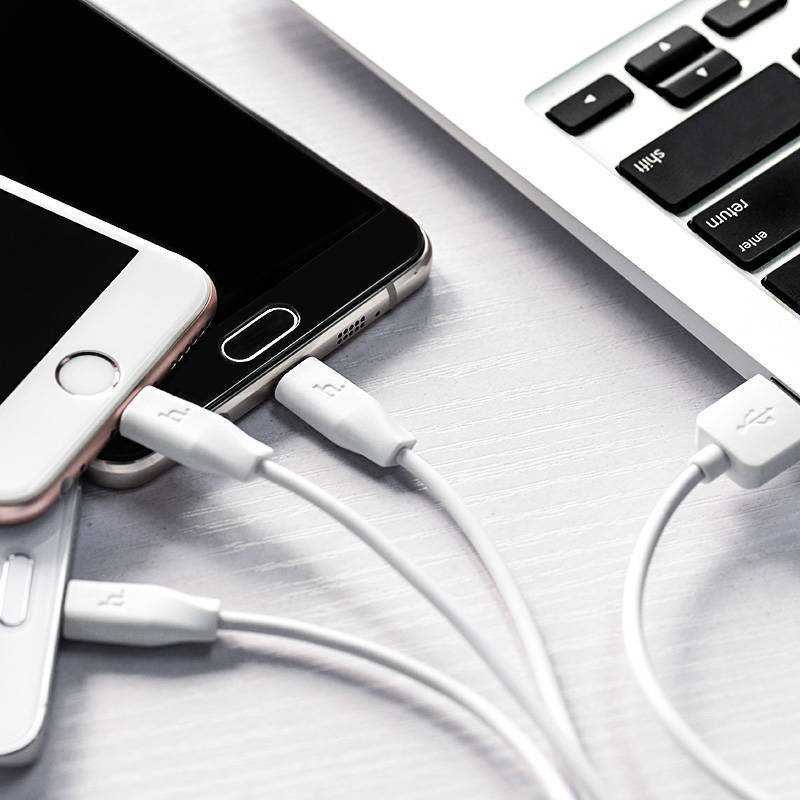 HOCO 3IN1 LIGHTNING / USB TYP-C / MICRO USB Baltas CABLE