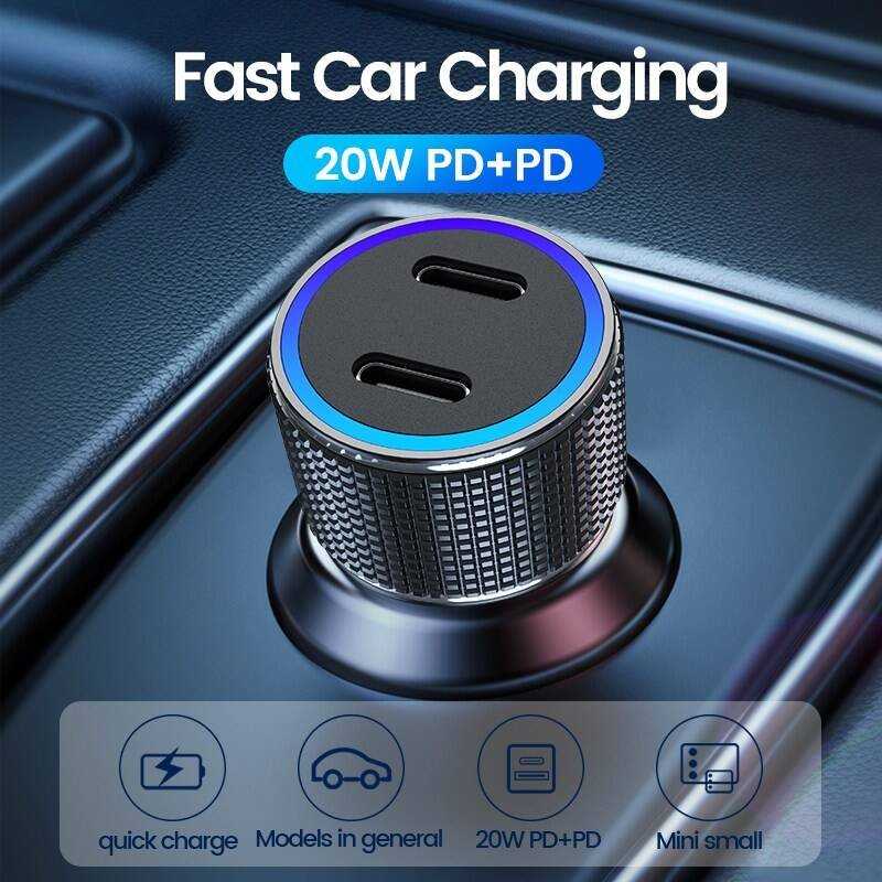 JELLICO car charger F8 PD 40W 2xUSB-C Juodas