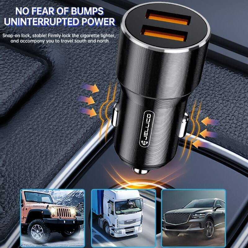 JELLICO automobilinis įkroviklis F9 36W 2xUSB QC3.0 Juodas