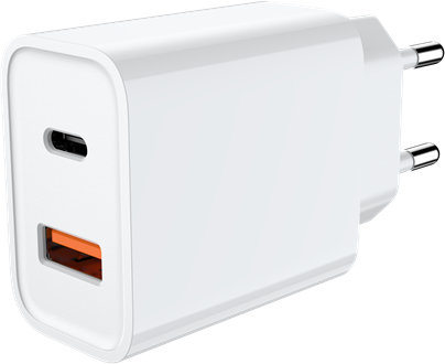 JELLICO sieninis įkroviklis C9 PD 20W 1xUSB-C + 1xUSB QC3.0 Baltas