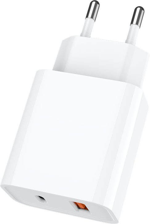 JELLICO sieninis įkroviklis C9 PD 20W 1xUSB-C + 1xUSB QC3.0 Baltas