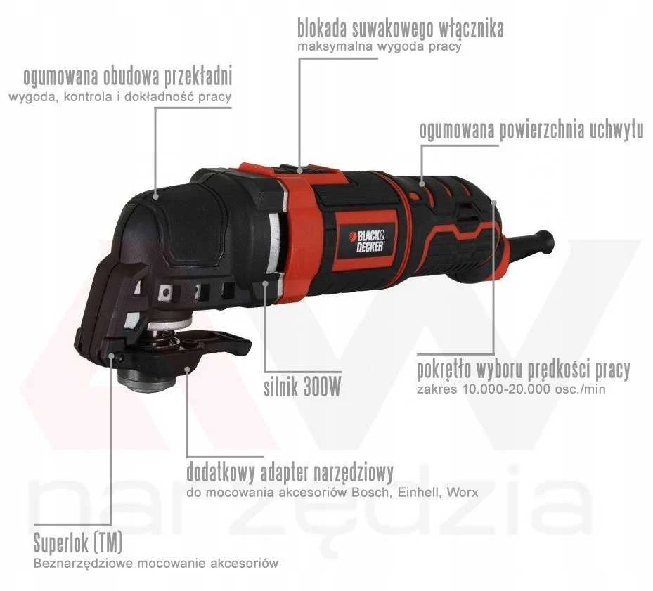 Black & Decker Juodas & Decker Daugiafunkcis elektrinis įrankis MT300KA + 11 priedų, Juodas & Decker
