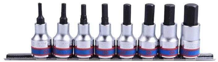 KING TONY SET 3/8 "HEX SOCETS 8 vnt. H3 - H12, CHROME, ANT bėgelio