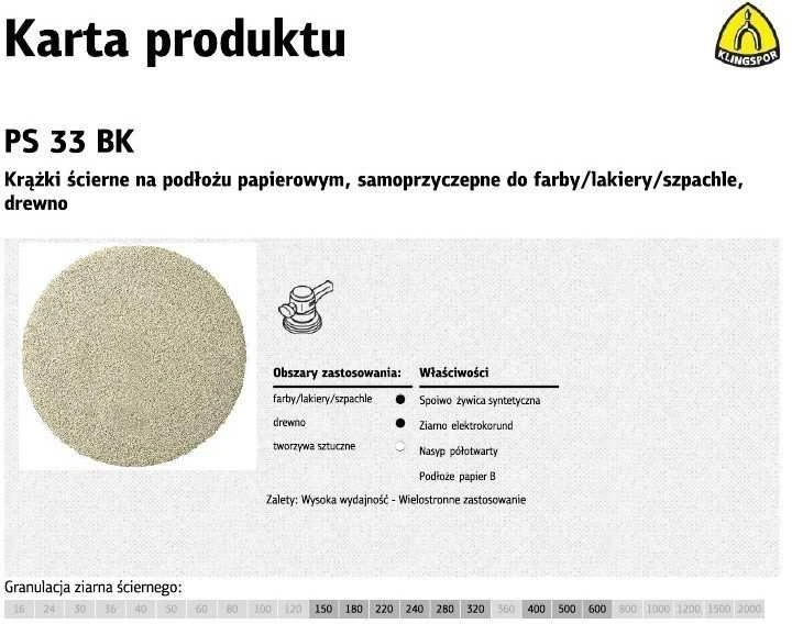 Krążek KLINGSPOR SAVIŠKAI KLIPANTIS ABRAZYVINIS DISKAS 225mm PS33BK, gr 150 / 50 vnt.