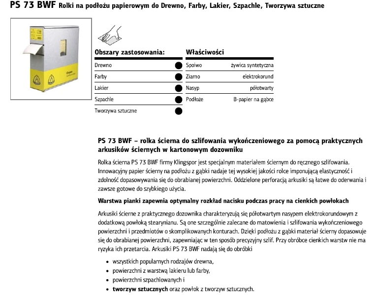 Šlifavimo popierius ant porolono KLINGSPOR PS 73 BWF 115x25000 P 320