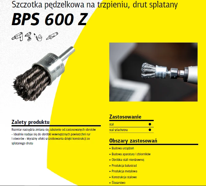 Klingspor K.SZCZOTKA PĘDZELKOWA 30mm BPS600Z DRUT SKRĘCANY NIERDZEWNY
