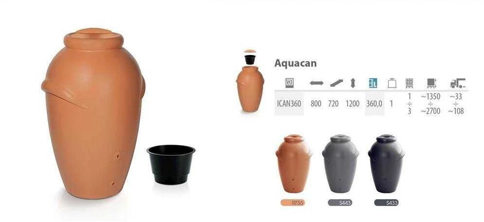Prosperplast LIETUS KONTEINeris AQUACAN Pilkas 360L