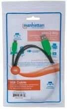 MANHATTAN Braided Hi-Speed USB (AM) - Micro USB-(BM) Cable USB 2.0, 1.0 m, Juodas/Žalias, 352772