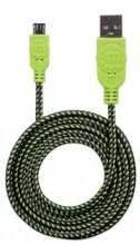MANHATTAN Braided Hi-Speed USB (AM) - Micro USB-(BM) Cable USB 2.0, 1.0 m, Juodas/Žalias, 352772