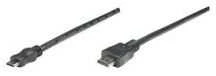Intracom MANHATTAN High Speed HDMI Cable 1,8m juodas Mini HDMI 19 kontaktų kištukas HDMI 19 kontaktų kištukas nikeliuotos jungtys