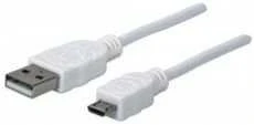Manhattan 324069 USB kabelis 1,8 m 2.0 USB A Micro-USB B Balta