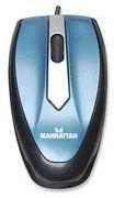Mėlyna MANHATTAN MO1 Mini pelė, USB, three Mygtukai su ratuku, 1000 dpi, Mėlyna 177955