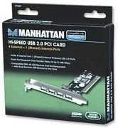 MANHATTAN USB 2.0 PCI card, 4 External or 3 External with 1 Internal Connections, 171557