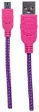Manhattan Rožinė MH 352758 USB 2.0 kab. A male to Micro B male USB Violetinė/Rožinė Braided 1.0m
