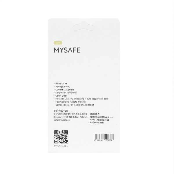 MYSAFE CABLE CL1M MICRO USB 1M Juodas